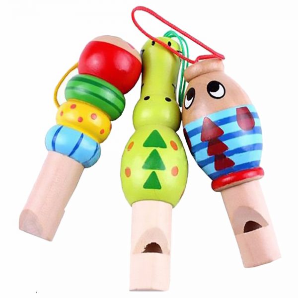 1 pcs Wooden Random color Toys Cartoon Animal Whistle Educational Music Instrument Toy for Baby Kids Children