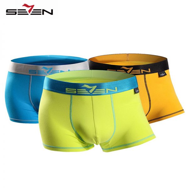 Seven7 Brand Men Fashion Underwear Boxers 3 PcsPack High Elastic Sexy Casual Boxers Men Active Shorts Pants 110F08040