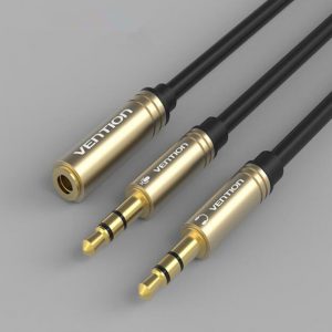 Vention 3.5mm Mic Audio Cable 1 Female to 2 Male Earphone Headphone AUX Splitter Cable for PC Laptop Tablet iPhone