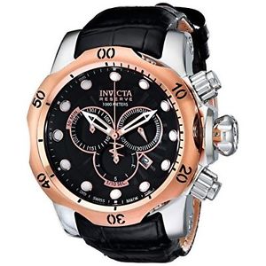 Invicta Men's 0360 Venom Chronograph Black Leather Watch