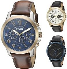 Fossil Men's Grant 44mm Chronograph Leather Watch - Choice of Color