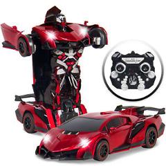 Best Choice Products Kids Toy Transformer RC Robot Car Remote Control Car (Red)