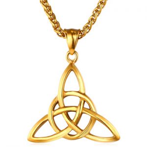 U7 Viking Jewelry Celtic Knots Necklaces & Pendants Triquetra Gold Color Stainless Steel Men Chain Gift Irish Knot Charm P722