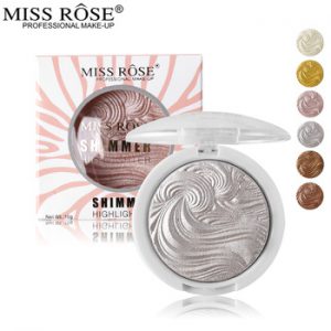 Miss Rose 3D Shimmer Powder Highlighter Palette Face Base Illuminator Makeup Bronzers Highlight Contour Silver Golden