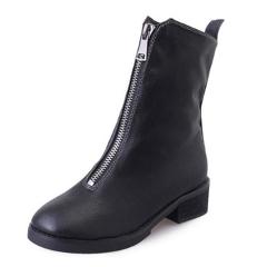 COVOYYAR British Front Zip Ankle Boots Women 2017 Fall Winter Fashion Low Thick Heel Martin Boots Black Shoes Woman WBS230