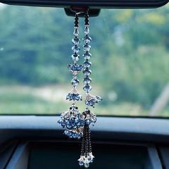 Car Pendant Bauhinia Flower Crafts  Crystal Hanging Ornaments Automobiles Interior Rearview Mirror Home DIY Decor Accessories