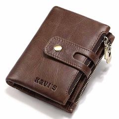 KAVIS Free Engraving Vintage Genuine Leather Wallet Men PORTFOLIO Gift Male Cudan Portomonee Perse Coin Purse Pocket Slim Bag