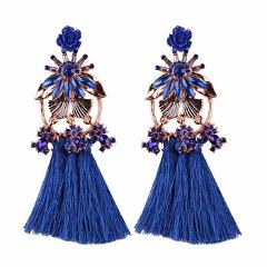 Best lady Hot Sale Bohemian Flower Long Tassel Earrings for Women Colorful Drop Statement Tassel Dangle Earrings Wedding Gift