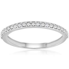 1/8 ct Stackable Womens Delicate Dainty Diamond Wedding Ring White Gold
