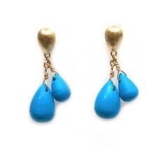 New MARCO BICEGO Acapulco Turquoise Dangle Earrings 18K Gold NWT