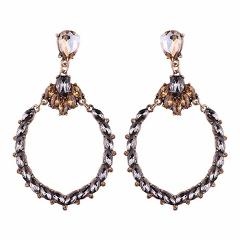 Best lady 2017 New Fashion Jewelry Open Round Pendant Special Design Wedding Statement Earrings Boho 3 Color Women Stud Earrings
