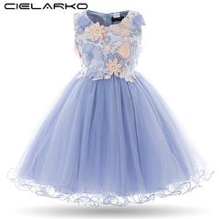 Cielarko Kids Girls Flower Dress Baby Girl Butterfly Birthday Party Dresses Children Fancy Princess Ball Gown Wedding Clothes