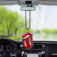 Car Pendant JDM Metal Red Lip Tongue Hanging Ornament Fashion Rock Band Badge Automobiles Rearview Mirror Decoration Accessories