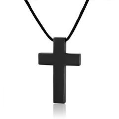 Effie Queen 2017 New High Quality Stainless Steel Pendants & Necklaces Men's Vintage Leather Cord Cross Necklace WTN16