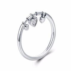 BAMOER New Arrival 925 Sterling Silver Glittering Heart Clear CZ Anel Female Ring Women Wedding Engagement Jewelry SCR215