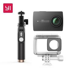 YI 4K Action Camera Bundle With Waterproof case and Selife Stick 2.19" LCD Tough Screen Wifi International Version Sports Camera