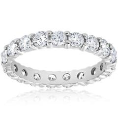 Diamond Eternity Ring 2 Carat Womens Stackable Wedding Band 14K White Gold