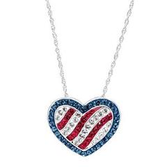 Crystaluxe American Flag Pendant With Swarovski Crystals in Sterling Silver
