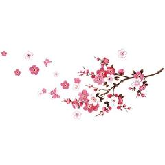 wholesale beautiful sakura wall stickers living bedroom decorations 739. diy flowers pvc home decals mural arts poster 3.5