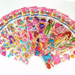 Happyxuan 12 sheets/lot Cute Puffy Stickers for Girls Mermaid Dress Up Changing Clothes Education Toys