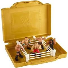 WWE Portable Mini Ring 5 Figures Playset Rock Lesnar Cena Reigns Triple H CHOP