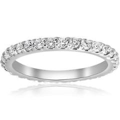7/8ct Diamond Eternity Ring 14K White Gold Womens Stackable Wedding Band