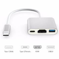 BASIX Usb Type-C Hub Adapter 3-in-1 USB C hub to HDMI USB3.0 Type-C Female Adapter with Charging  Converter for New MacBook