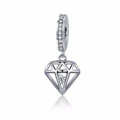 WOSTU Hot 925 Sterling Silver Shining Heart Dangle Beads Fit Original WST Charm Bracelet Pendant DIY Jewelry Gift CQC186