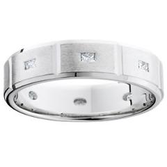 Mens Princess Cut Diamond White Gold Wedding Ring Band