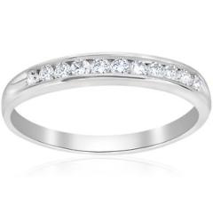 1/4ct Diamond 14k White Gold Wedding Stackable Ring Womens Channel Set Band