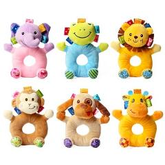 Sozzy Cute Soft Kids Baby Infant Rattles Plush Stuffed Animals Soothing Educational Circle Bell Toys for 3 month Children Gift
