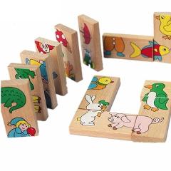 SUKIToy 15pcs Animal Domino Puzzles Montessori learning education Wooden kids Toys puzzles Set game for children juguetes