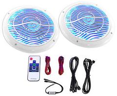 Rockville RMC80LW 8" 800w 2-Way White Marine Speakers w Multi Color LED + Remote
