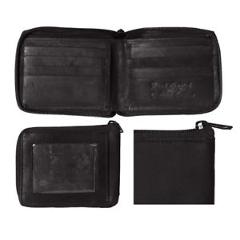 DBFL1 Men's Genuine Leather Bi-Fold Zip-Around Front ID Window Wallet