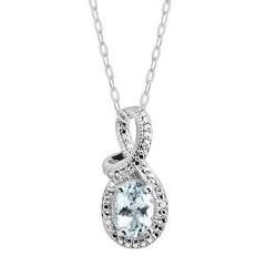 7/8 ct Natural Aquamarine Pendant with Diamond in Sterling Silver