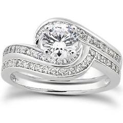 Engagement Bridal Ring Set Vintage 3/4Ct Real Diamond White Yellow Or Rose Gold