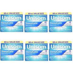 6 Pack - Unisom SleepGels Nighttime Sleep-Aid 60 SoftGels Each