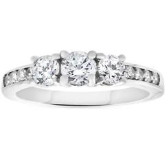 1.00 ct 3-stone Diamond Engagement Ring 14K White Gold
