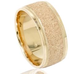 Mens Brushed Wedding Band Solid 10K Yellow Gold Ring 8mm (SZ 7-12)