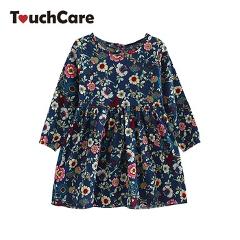 Girls Flower Dress Kids Long Sleeve Cotton Clothes Girl Princess Gown Robe Floral Print Dresses Children Party Wedding Clothing