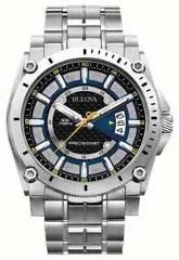 Bulova Precisionist Men's 96G131 Quartz Black-Blue Dial Silver-Tone 46mm Watch
