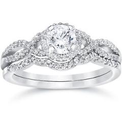 3/4ct Diamond Infinity Engagement Wedding Ring Set 14K White Gold