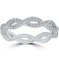 1/2 cttw Diamond Infinity Eternity Wedding Ring Stackable Band 14k White Gold