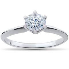 G SI 1/2ct Round Solitaire Diamond Engagement Ring 14k White Gold Enhanced