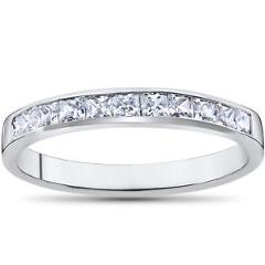 Princess Cut 1/2ct Diamond Wedding Anniversary 14K White Gold Channel Set Ring