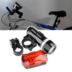 Insten 5 LED Lamp Bike Bicycle Front Head Light + Rear Safety Flashlight