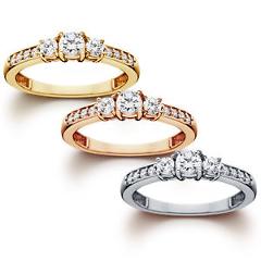 G/SI .60Ct Natural Diamond 3 Stone Ring Engagement In White Yellow Or Rose Gold