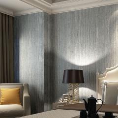Silver Metallic Vinyl Grasscloth Wallpaper Roll Bedroom Textures PVC Wall Paper Dining Room Hotel Striped Wallpapers