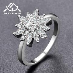 MDEAN Noble White Gold Color Engagement Rings for Women Wedding Clear AAA Zircon Jewelry Bague Bijoux Size 6 7 8 Z005-Y-W