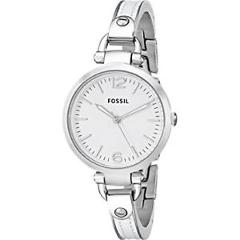 Fossil Women's ES3259 Georgia White Stainless Steel/Leather Watch